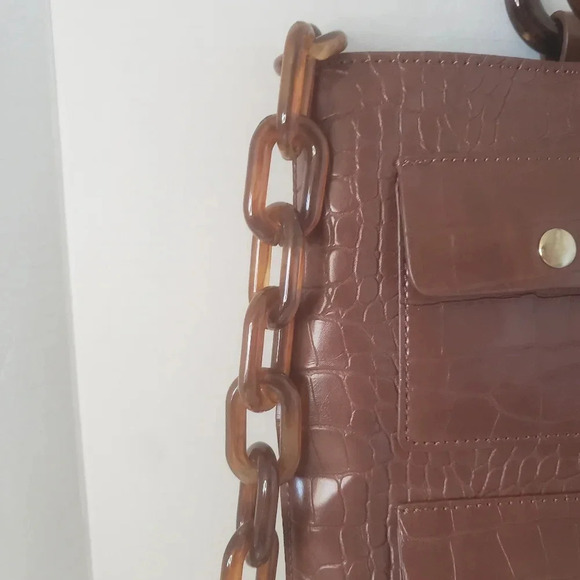 Studio 33 Looking Snatched  Brown Croc Embossed Bucket Bag. - Picture 4 of 9